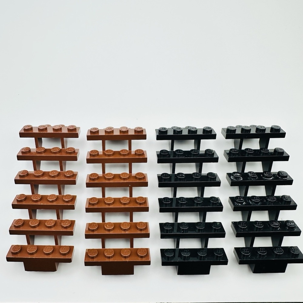 Lego Lot of 2 Brown & 2 Black Steps Stairs 30134 7x4x6 Straight Open Pre-owned